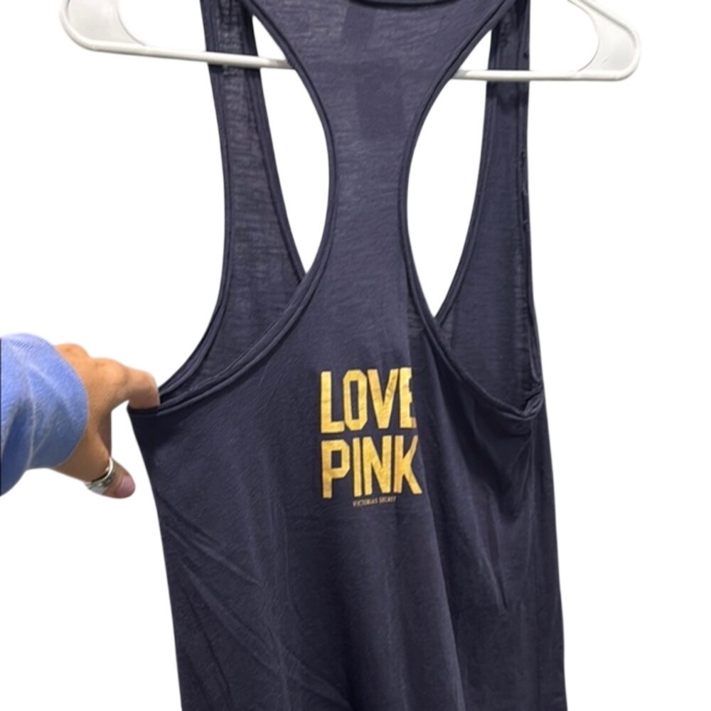 PINK Victoria's Secret Milwaukee Brewers Sequin Racerback‎ Tank Top Navy Small - Picture 4 of 4